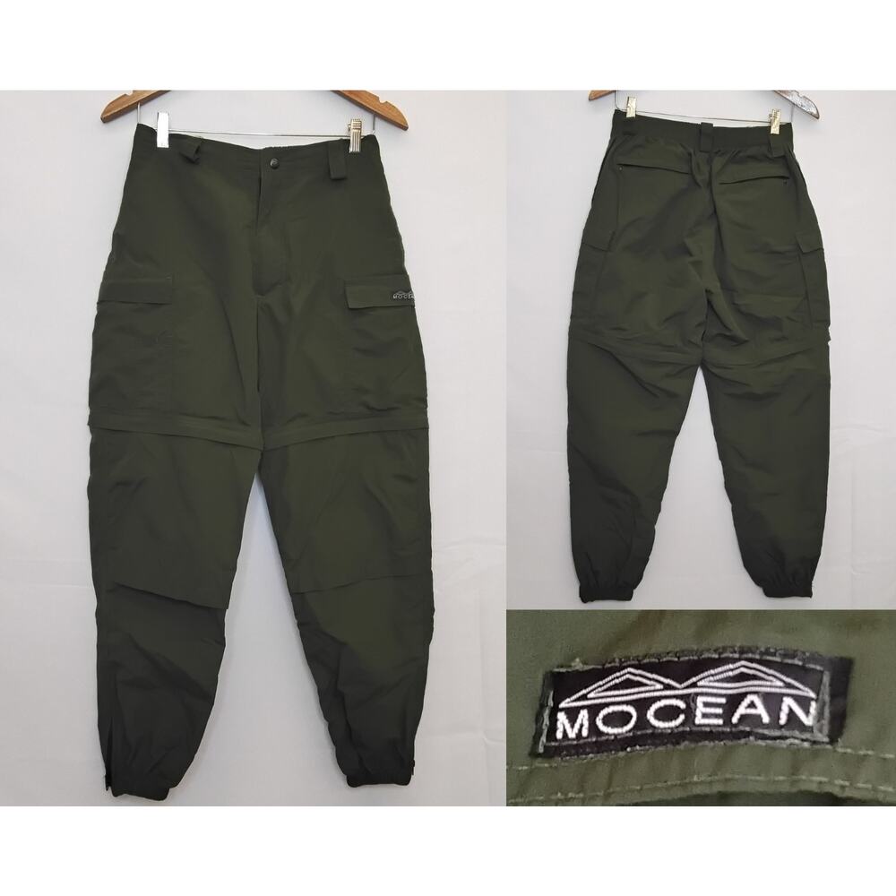 Mocean Convertible Zip-Off Pants Mens M Green Vintage Gorpcore Hike Climb #W4731